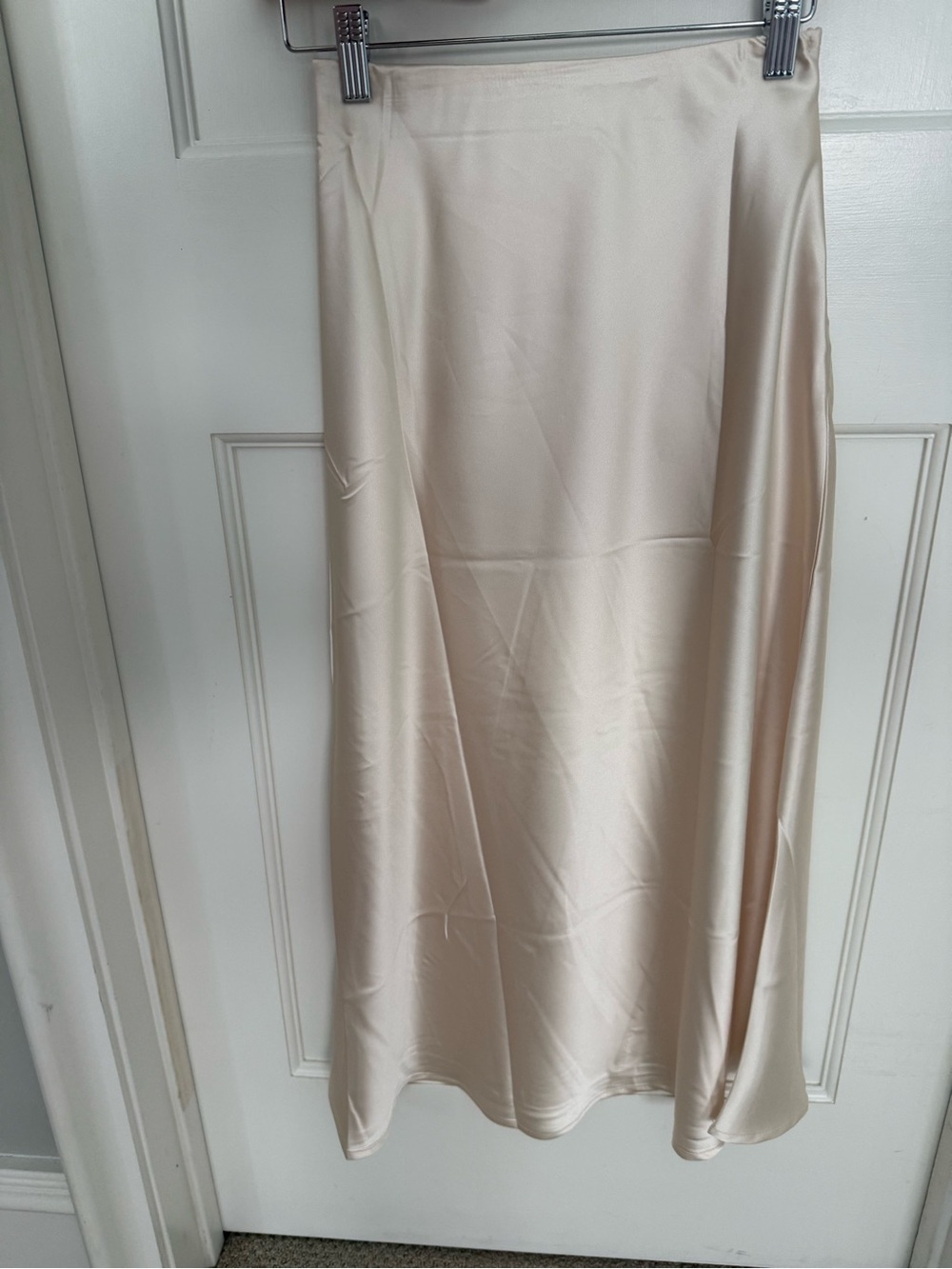 Cream Satin Midi Skirt